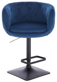 LuxuryForm DESIGN Barová stolička MONTANA VELUR na čiernej hranatej podstave - modrá