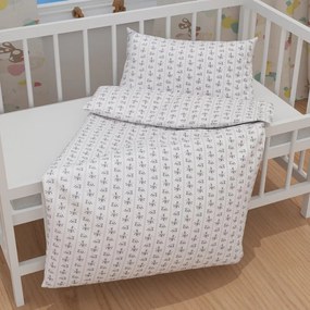 Biante Detské bavlnené posteľné obliečky do postieľky Sandra SA-641 Temne modrý ľudový kvetinový vzor na bielom Do postieľky 90x140 a 50x70 cm