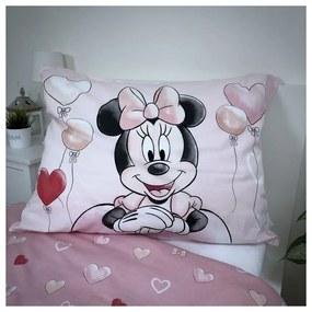 Ružové bavlnené detské obliečky na jednolôžko 140x200 cm Minnie "Balloon" – Jerry Fabrics