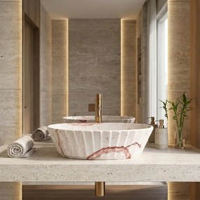 Rea Samanta Zen, umývadlo na dosku 500×380×135 mm, béžová imitácia kameňa matná, REA-U3532