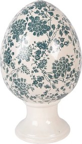Keramické vajíčko na podstavci so zelenými kvetmi Tien French XL - Ø 17*28 cm