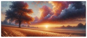 Obraz – Západ slnka na poli (120x50 cm)