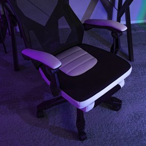 Herní židle Bing s podnožkou černá/bílá