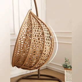 AKCIA Svetlohnedé závesné kreslo TROPIKAL so stojanom II. akosť