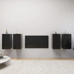 TV skrinky 4 ks vysokolesklé čierne 30,5x30x60 cm drevotrieska