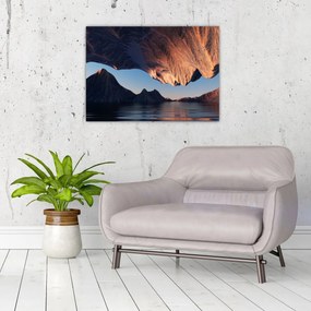 Sklenený obraz - 3D útesy (70x50 cm)