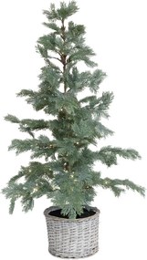 Zelený vianočný stromček Fleur s 80 LED svetielkami a košíkom – Ø 60*120 cm