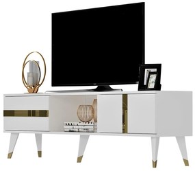 TV stolík/skrinka Vekika 2 (biela + zlatá) . Vlastná spoľahlivá doprava až k Vám domov. 1095252