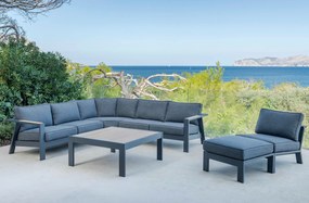 Rohová súprava PALAU antracit s predĺžením a taburetom