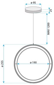 Toolight Toolight, závesné LED svietidlo 26cm, 4000K, APP1791-CP, zlatá matná, OSW-06068