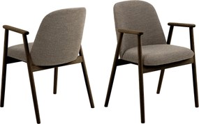 RODERIC Hnedá Taupe (látka Monza 40) / lakovaná dubová konštrukcia – dymový dub (odtieň orecha) – DREVENÁ STOLIČKA BOUCLÉ RETRO