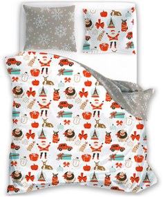 Vianočné saténové posteľné obliečky – motív Veselé Vianoce - 70 x 90 cm + 140 x 200 cm