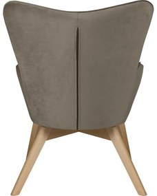 Svetlohnedé zamatové kreslo s podnožkou Niko – Ropez