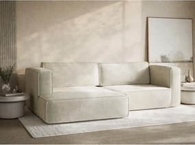 Krémovobiela ženilková rozkladacia/s úložným priestorom rohová pohovka (ľavý roh/s leňoškou) Velto – Maison de Rêve