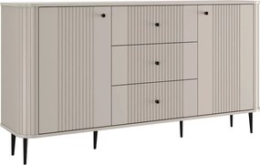 Komoda Vesper 160 cm so zásuvkami na nožičkách - kašmír / čierne nohy