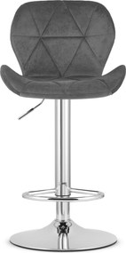 Sada 2 barových stoličiek WEST  zamatová sivá / chrómová podnož