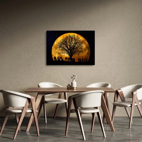 Sklenený obraz mesiace a siluet (70x50 cm)