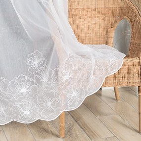 Biela tylová vyšívaná záclona FLORABELLA  - šité na mieru