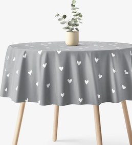 Goldea okrúhly obrus 100% bavlnené plátno - srdiečka na sivom Ø 140 cm