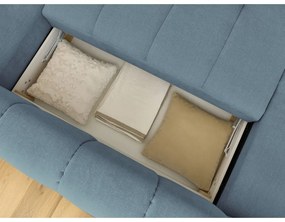 Modrá rozkladacia/s úložným priestorom rohová pohovka (pravý roh/do tvaru "U") Fuji – Bobochic Paris