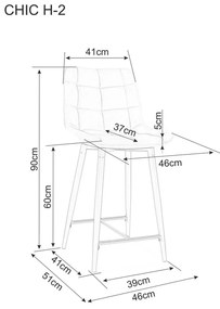 Sametová barová židle CHIC 90 cm černá