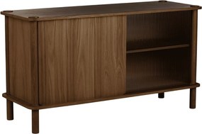 Hnedá vitrína z dubového dreva s posuvnými dverami 135x73,5x48 cm Italic – UMAGE