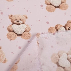 Biante Detský bavlnený záves Sandra SA-723 Medvedíky so srdiečkami na fialkovom 150x170 cm