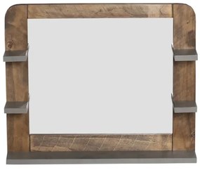 furniture-nabytek.cz - Masívne kúpeľňové zrkadlo Dingle z recyklovanej borovice, lakované, prírodné/sivé – 67×55 cm