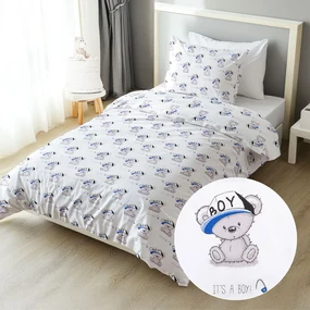 Biante Detské bavlnené posteľné obliečky Sandra SA-206 Medvedík pre chlapcov Predĺžené 140x220 a 70x90 cm