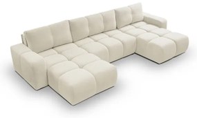 Rozkladacia čalúnená sedacia súprava do U ALMADA s úložným priestorom, béžová