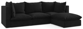 Čierna rohová pohovka (pravý roh/s leňoškou) Manao – Makamii