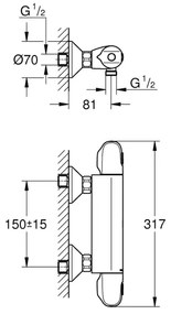 GROHE 34550000 - Termostatická sprchová batéria GROHTHERM 1000 DN 15 chróm