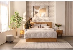 Čalúnená dvojlôžková posteľ s úložným priestorom s matracom/s roštom 160x200 cm v horčicovej farbe Thessa Bold Line - Bonami Selection