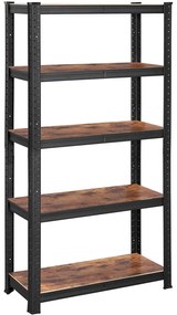 Regál s vysokou nosnosťou, 5-policový, industriálny, rustikálny hnedý