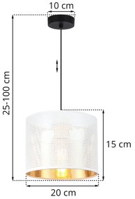 Závesné svietidlo Asti0, 1x biele PVC tienidlo, (fi 20cm), g, b