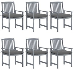 Záhradné stoličky s podložkami 6 ks akáciový masív sivé 3078238