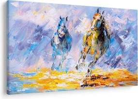 Obraz bežiacich koňov, olejomaľba (90x60 cm)