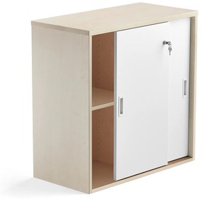 Kancelárska skriňa s posuvnými dverami MODULUS, 800x800 mm, breza, biela