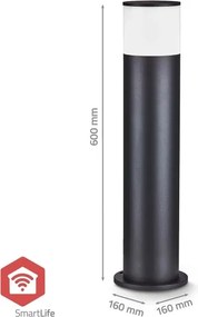 Nedis ZBLOP10RGBW - vonkajšia stmievateľná LED lampa RGBW, 10W/230V, IP65, Wi‑Fi (Tuya), čierna