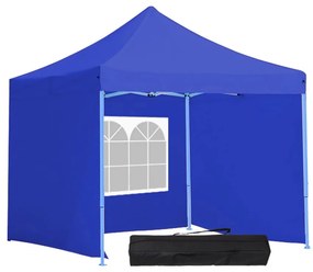Záhradný pavilón-modrý+bočné steny+prenosná taška-2,9x2,9 m