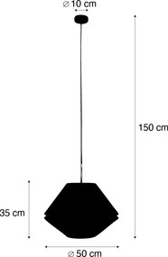 Moderné závesné svietidlo bronzové s dvojitým zamatovým tienidlom s dizajnom listov a béžovou farbou - Combi 1