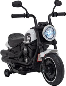Ramiz Elektrická motorka Chopper FASTER pre deti biela + FM rádio + audio panel + LED