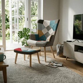 Kreslo ušiak s podnožou AK-305B PW2 Viacfarebná