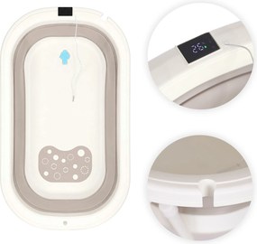 ECOTOYS Skladacia detská vaňa na stojane s odtokom, LCD teplomer, protišmyková