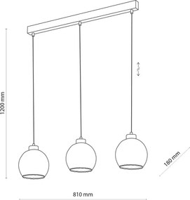 LED luster na lane DEVI 3xE27/15W/230V čierny/číry