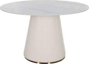 Jedálenský stôl Modig 120 cm eko koža ecru/mramor