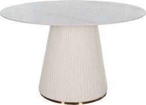 Jedálenský stôl Modig 120 cm eko koža ecru/mramor