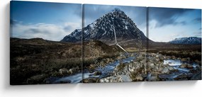 Obraz hory a rieky (s hodinami) (90x30 cm)