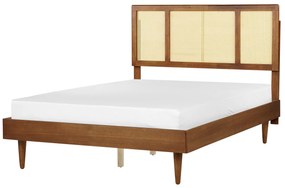 LED drevená posteľ 140 x 200 cm svetlé drevo AURAY Beliani