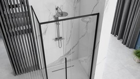 Rea Solar, sprchovací kút s posuvnými dverami 100x80cm + čierna sprchová vanička, čierna matná, KPL-K6311